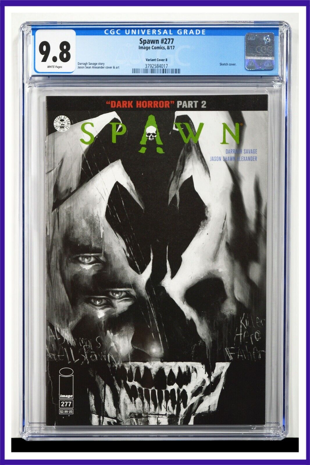 Spawn #277 CGC Graded 9.8 Image August 2017 Sketch Cover White Pages Comic Book.