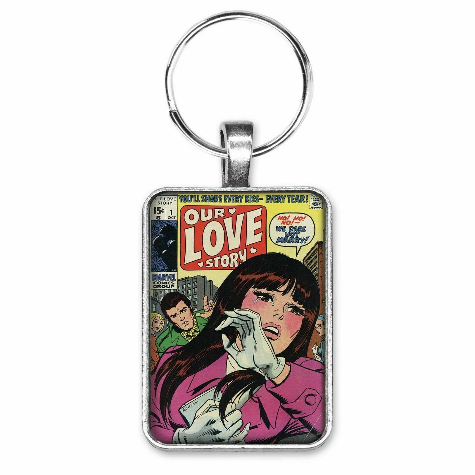 Our Love Story #1 Cover Key Ring or Necklace Classic Romance Comic Book Jewelry