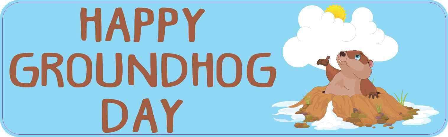 10x3 Blue Happy Groundhog Day Bumper Magnet Magnetic Holiday Magnets Car Decal