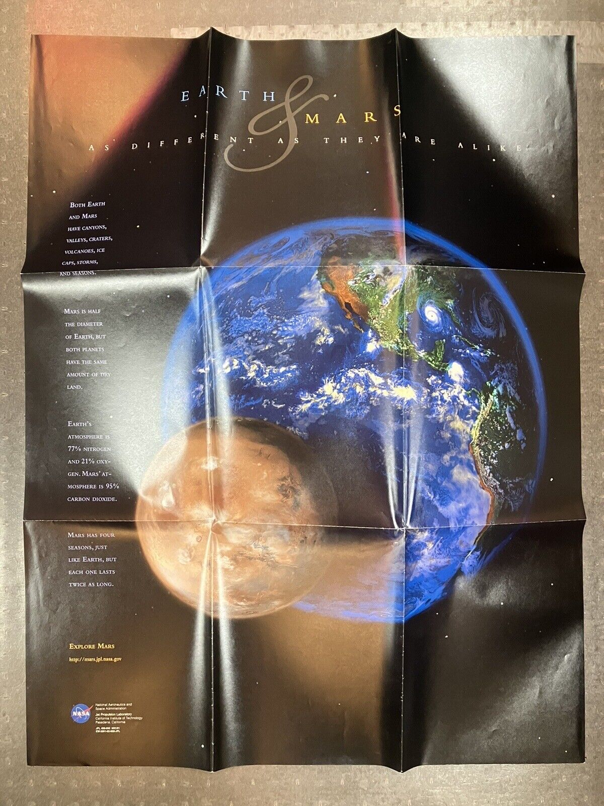 NASA Earth And Mars Explore Mars 32.5x25 Inch Poster