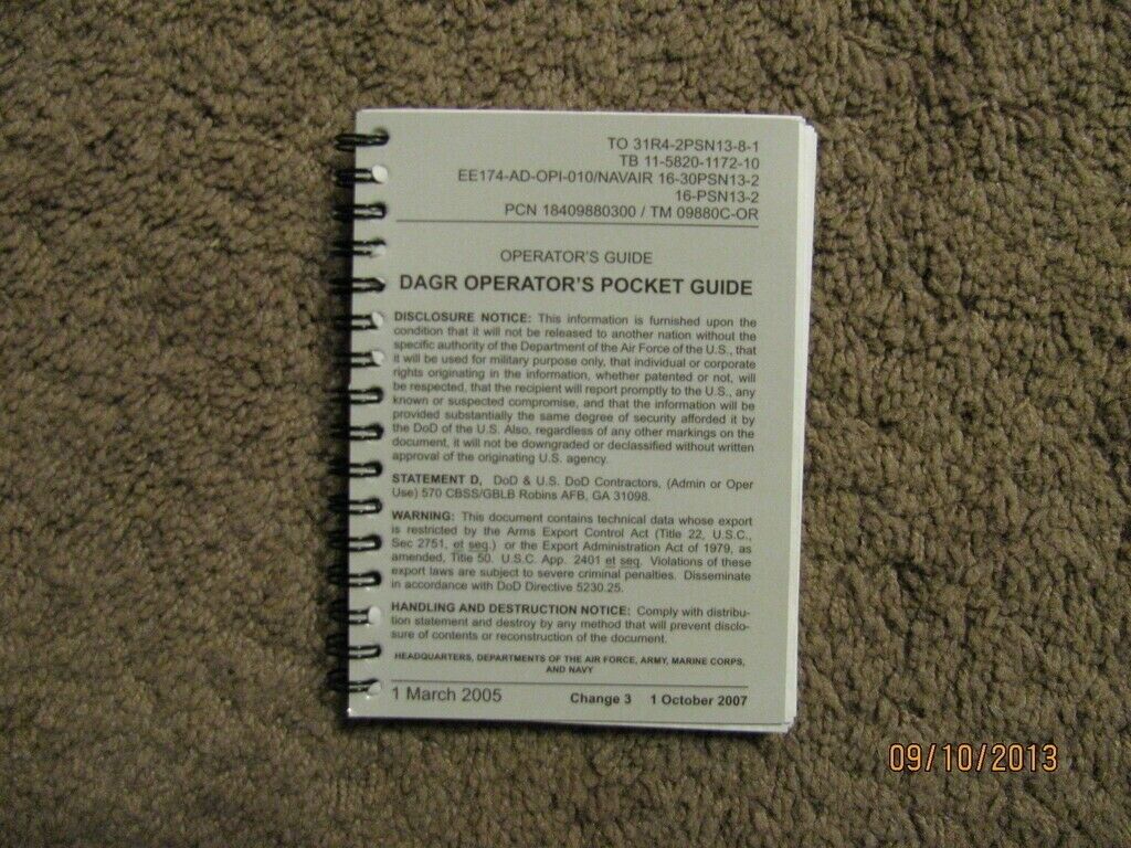 DAGR GPS , Operators Pocket Guide, New