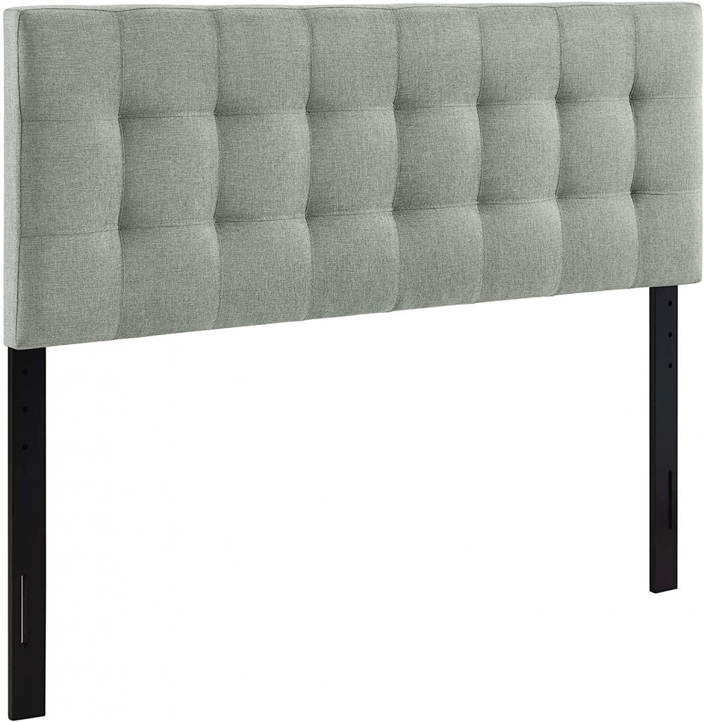 Modway Lily Tufted Linen Fabric Upholstered Full Headboard in Gray Full, 