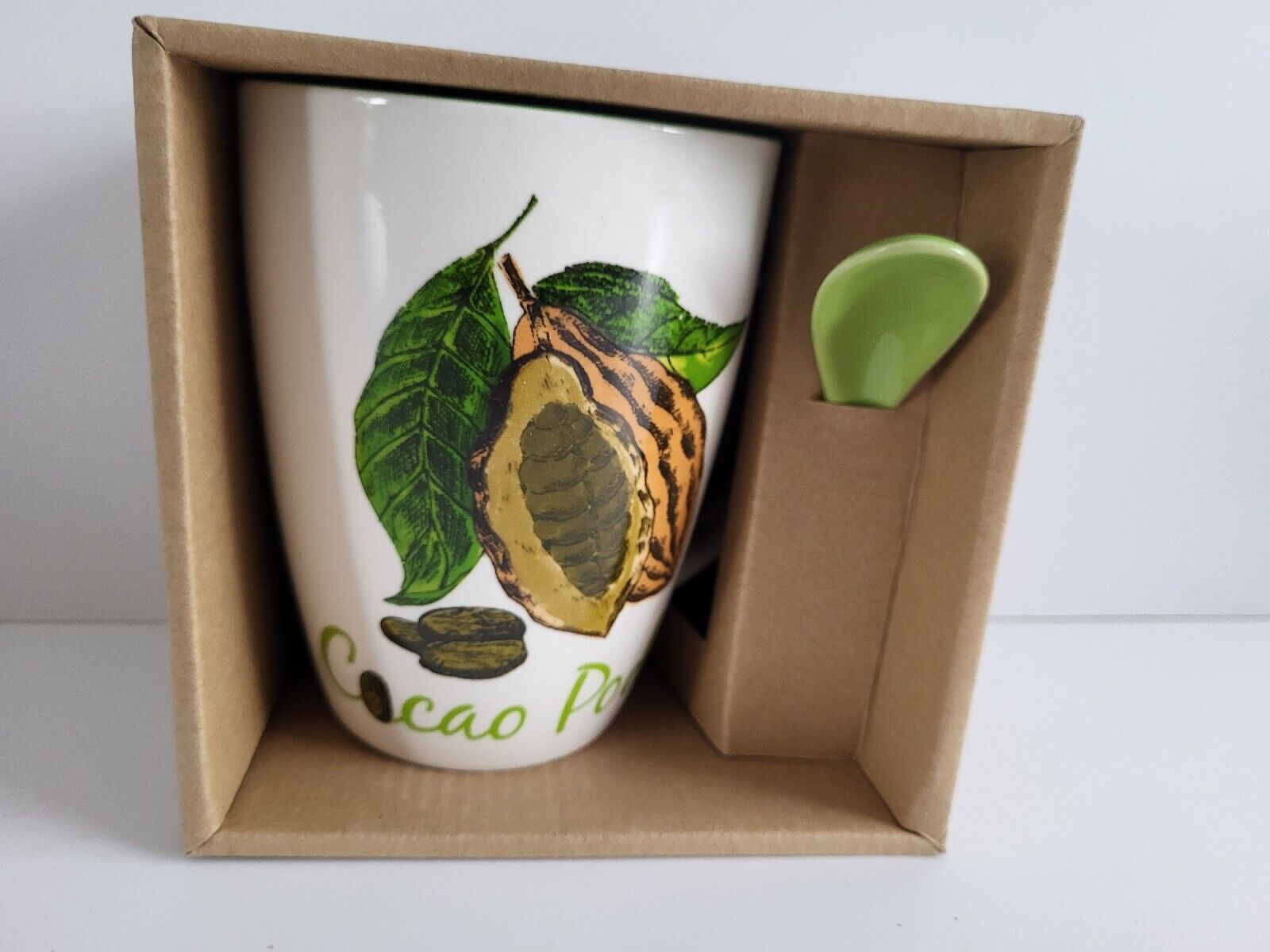 National Nutrition Coffee Mug & Spoon Cacao Pods With Original Box