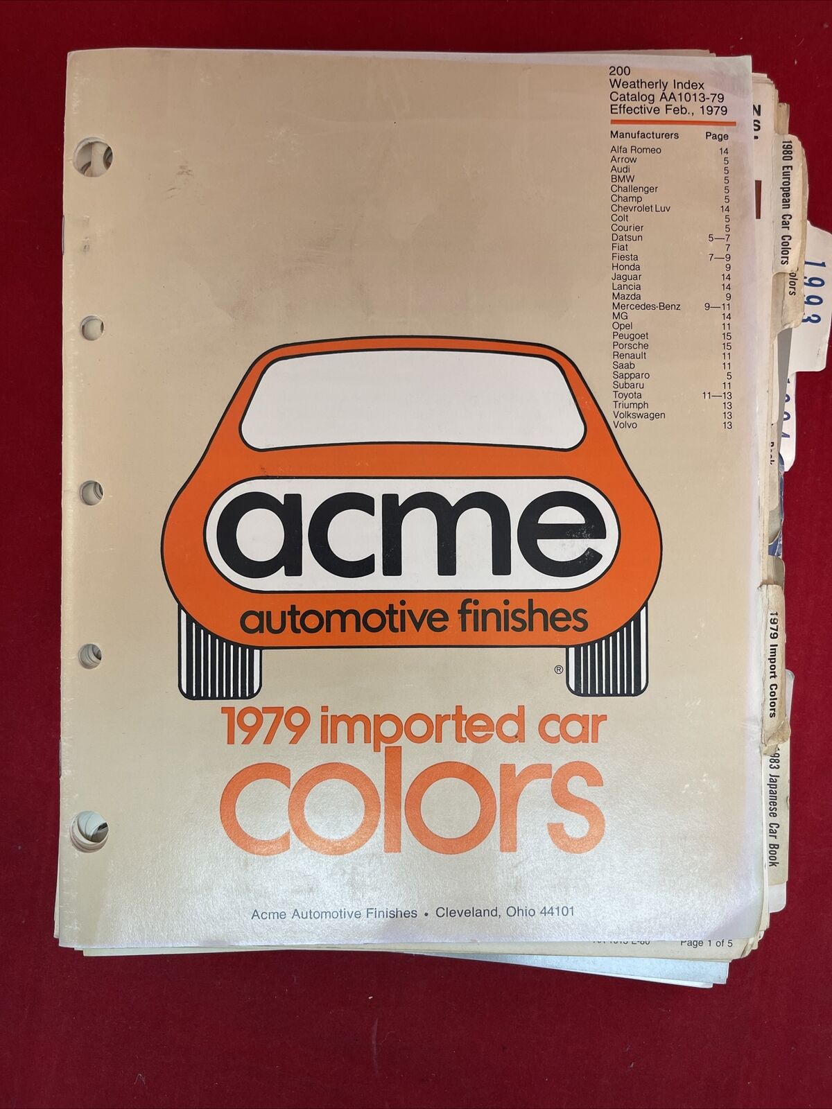 Acme Automotive Paint Color Manuals Import 1979-1985 1987-1996 1998 1999