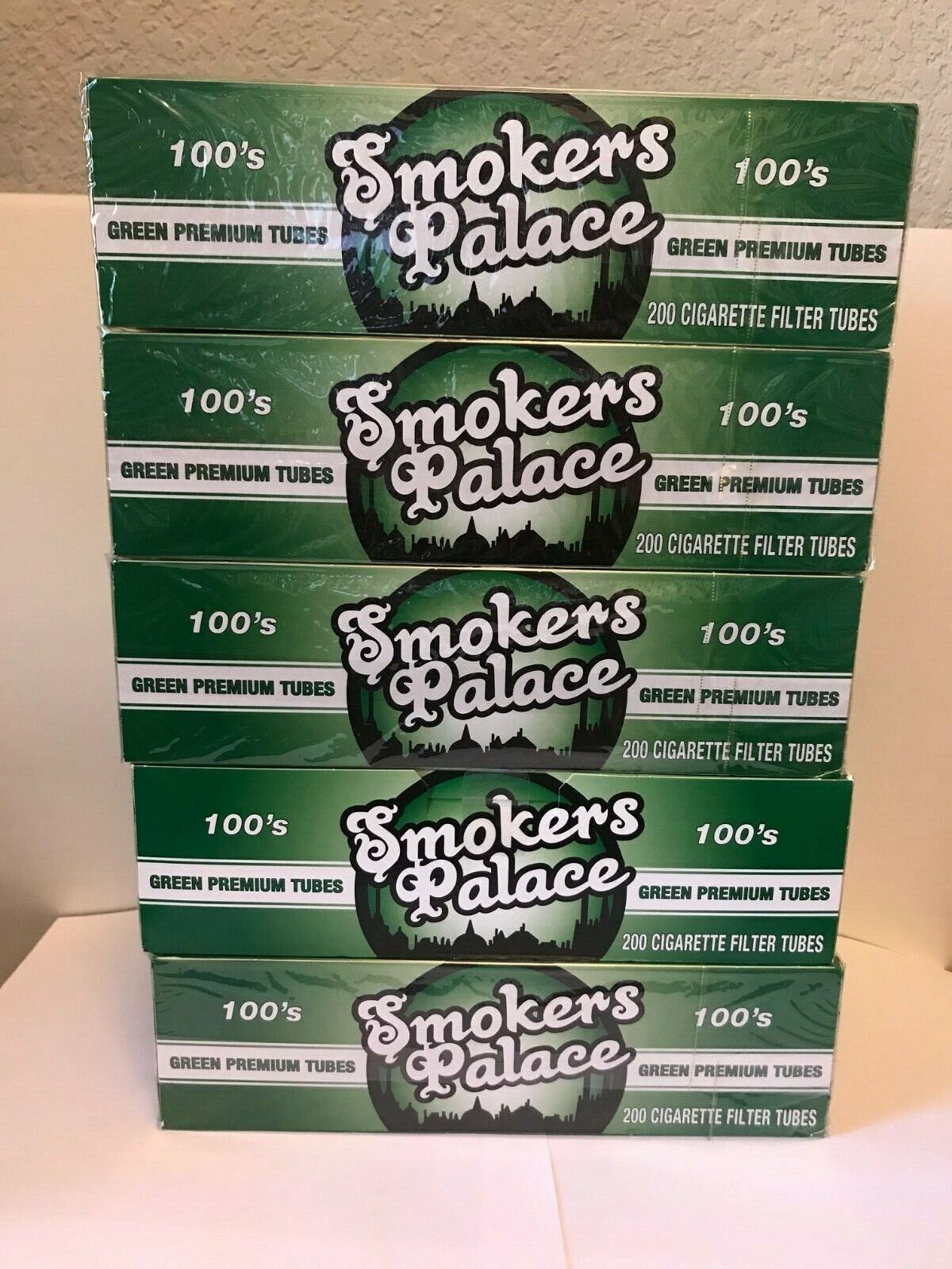 Smokers Palace Green 100's Size-5 Boxes Tubes 200 Cigarette Filter Premium Tubes