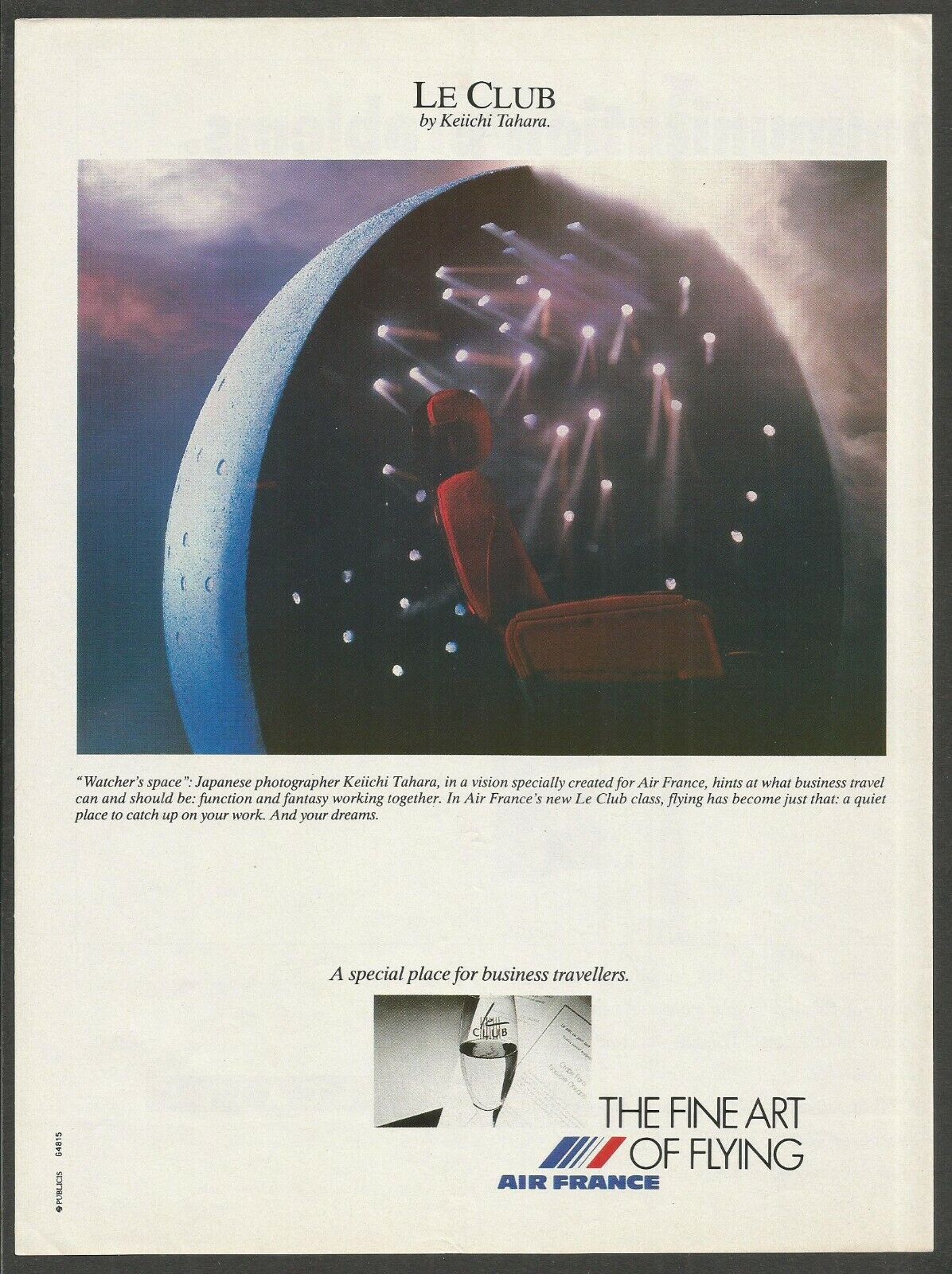AIR FRANCE  ``Watcher\'s Space`` by Keiichi Tahara-1990 Vintage Airlines Print Ad