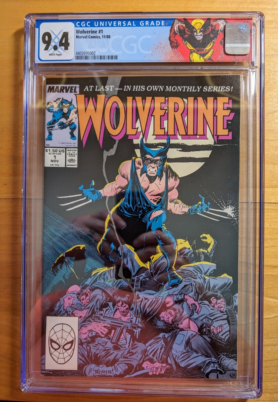 1988 WOLVERINE #1 CGC 9.4 WHITE PAGES custom label 1st Patch