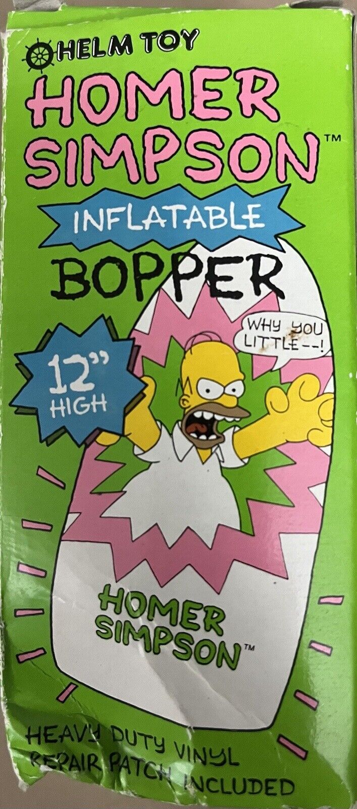 1990 The Simpsons HOMER SIMPSON 12” HIGH INFLATABLE BOPPER Vintage NEW