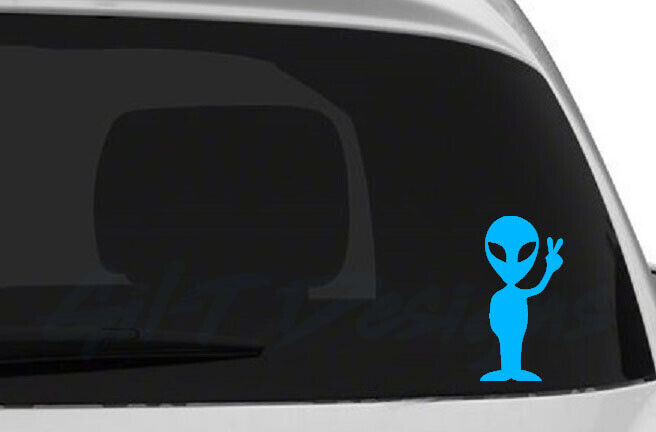 Alien Peace Vinyl Decal Sticker, UFO, Space, Sci-Fi, Area 51, Oracal 651