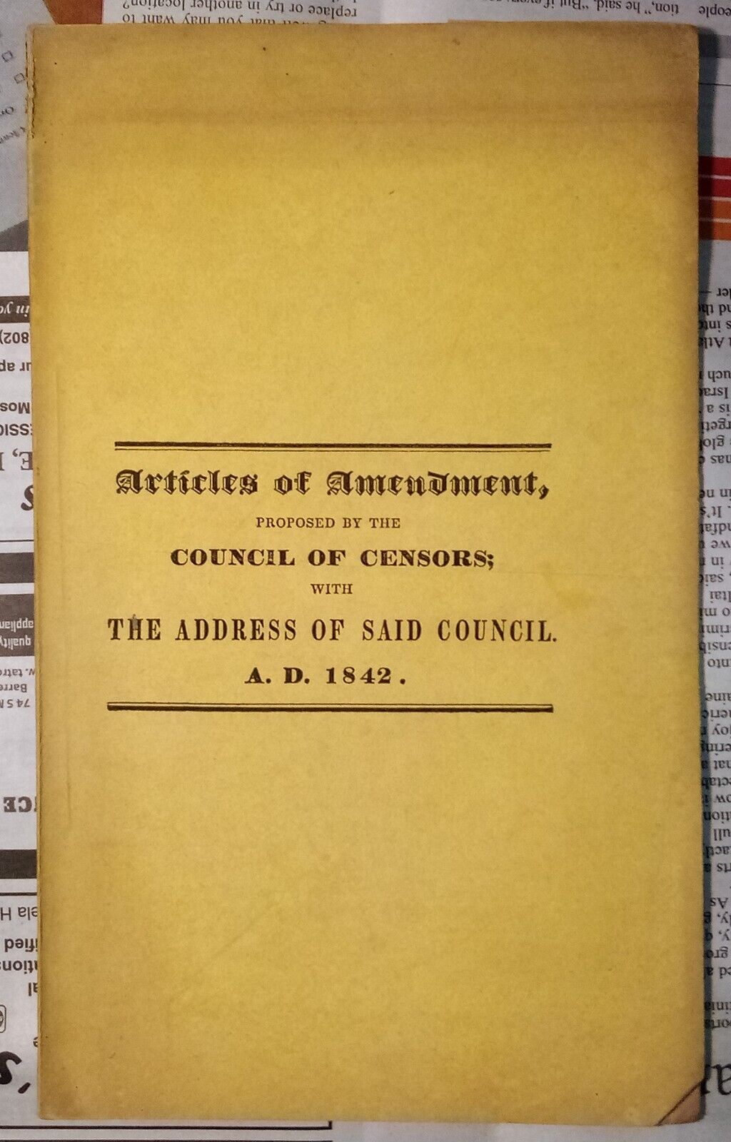 VERMONT - Articles of Amendment - 1842