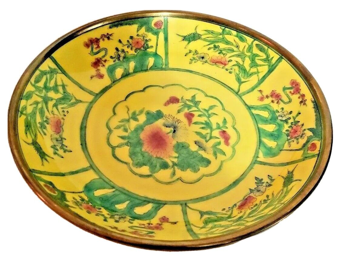 Japanese Vintage A.C.F Porcelain Ware Decorated in Hong Kong Copper Secured Bowl