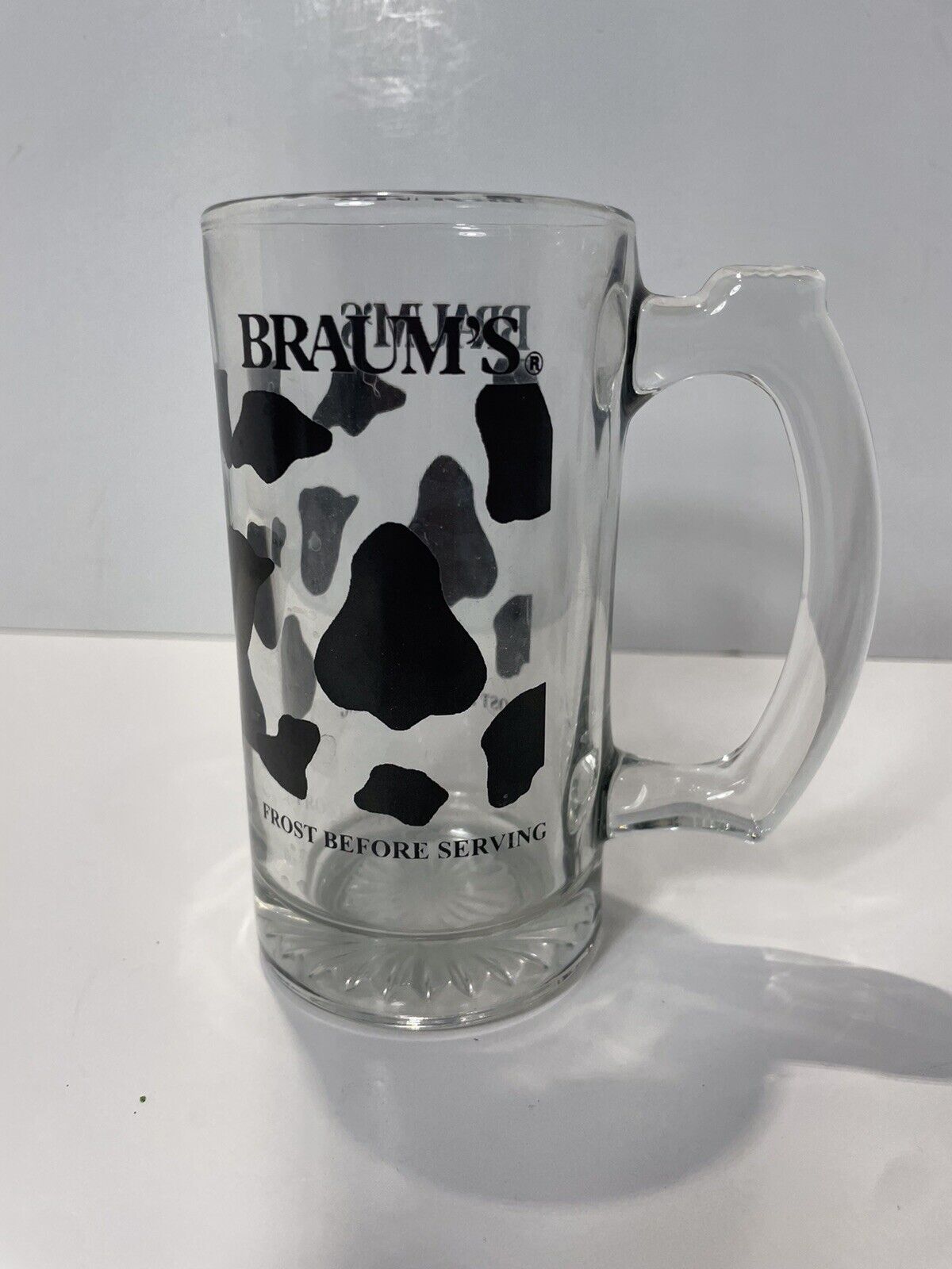 Braum’s Ice Cream Glass Mug Frost Before Serving Cow Spots Root Beer