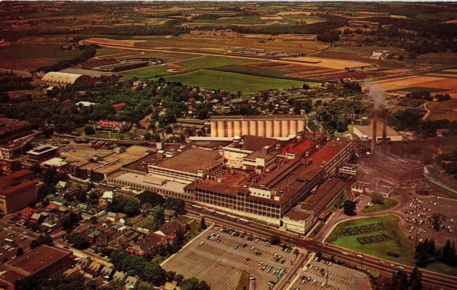 Hershey PA Hershey Foods Corporation Plant Factory Postcard Birdseye Aerial View
