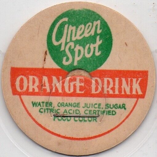 Milk Bottle Cap - Green Spot - Orange Drink - generic cap - 1/5/8\