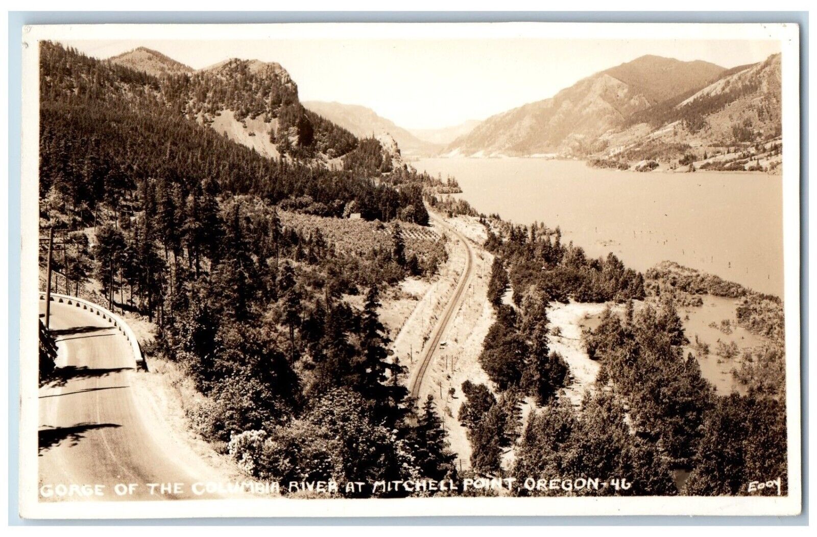 Mitchell Point Oregon OR Postcard RPPC Photo Gorge Of The Columbia River c1940's