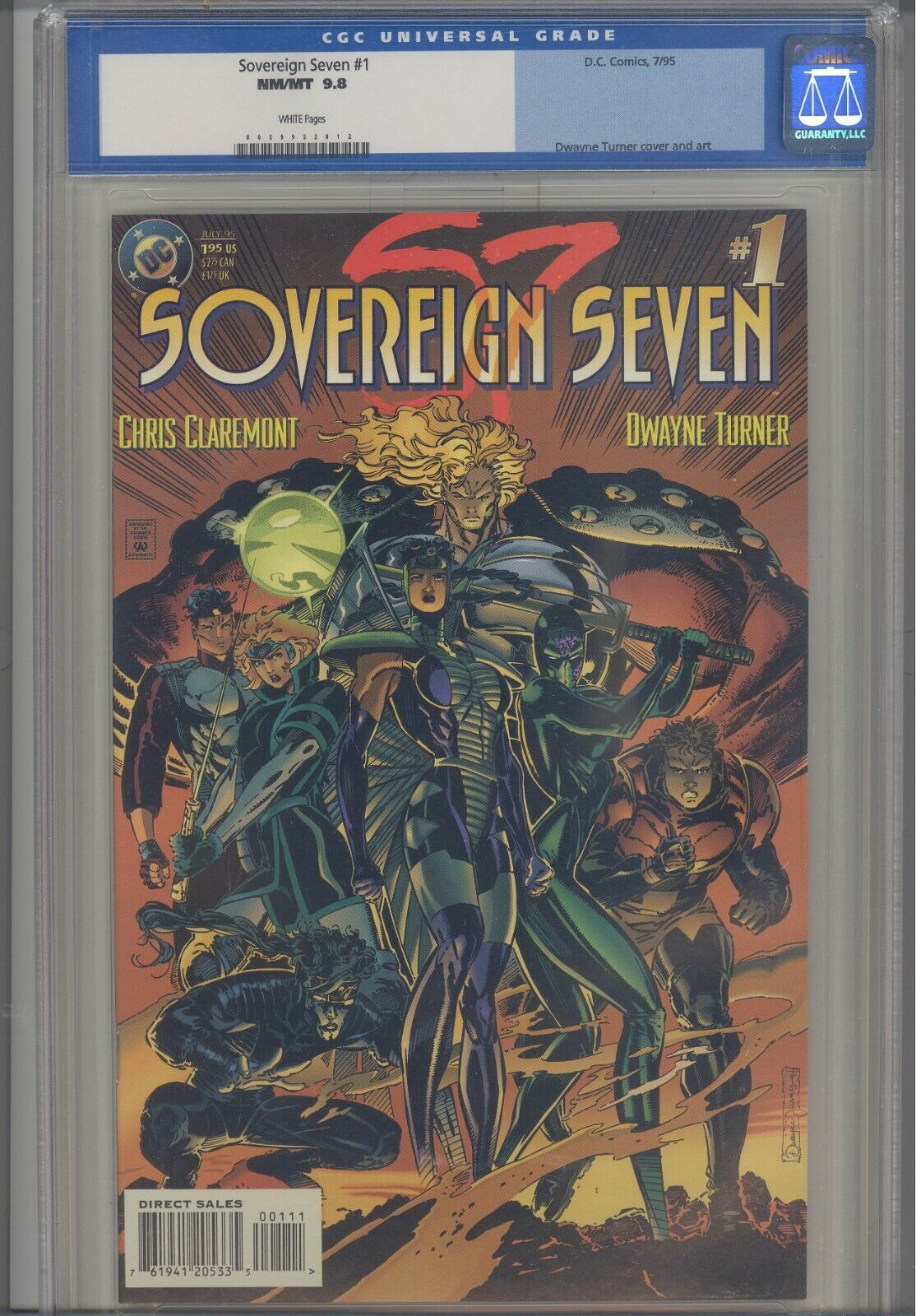 Sovereign Seven #1 CGC 9.8 1995 DC Comics Clairmont Story, Dwayne Tunner Cover