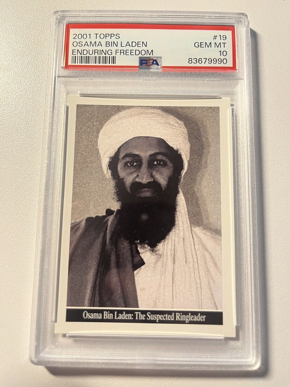 2001 Topps Enduring Freedom Osama Bin Laden RC Card PSA 10 Gem Mint #19
