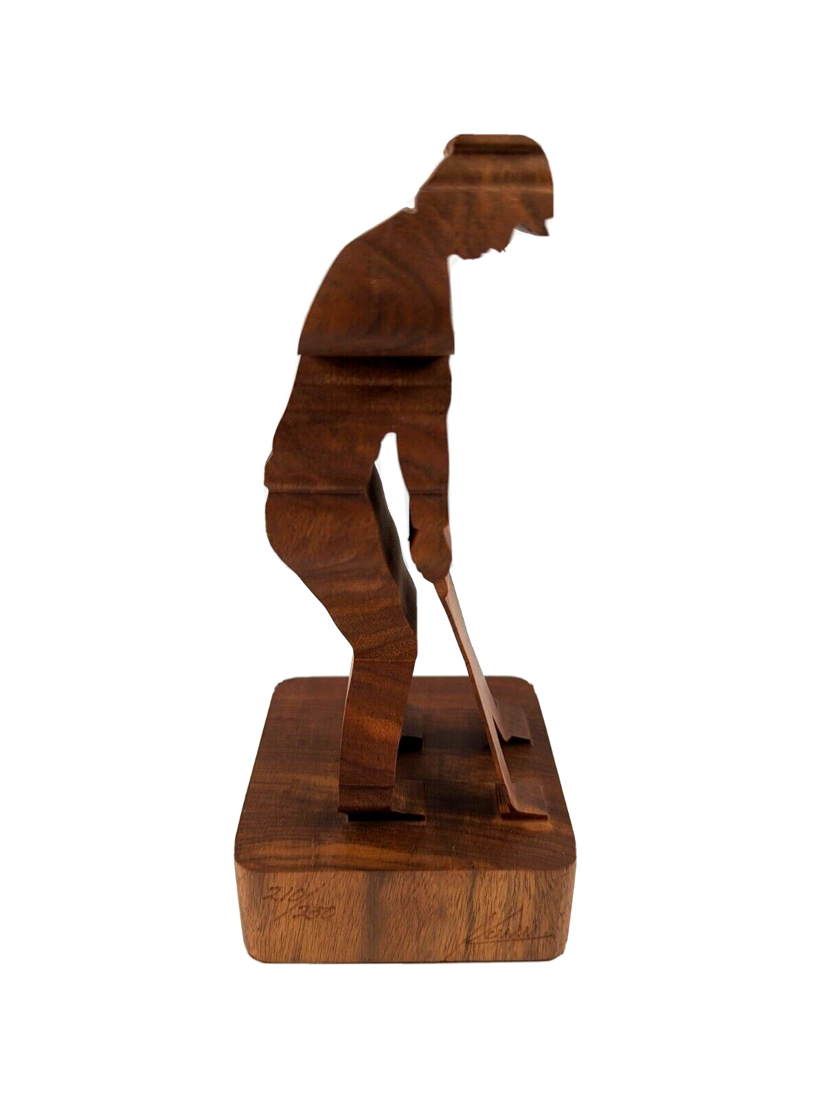 Signed Guillermo Kuhn Sanchez 3d Golf Putting Art Wood Sculpture 210/250 Vintage