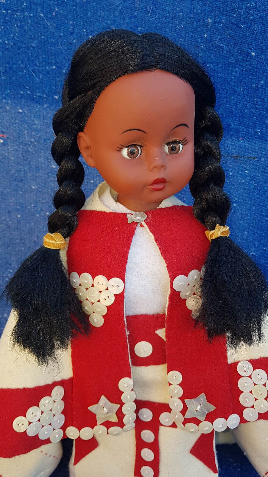 Vintage Native Doll, Tlingit or Haida Button Blanket Regalia Doll