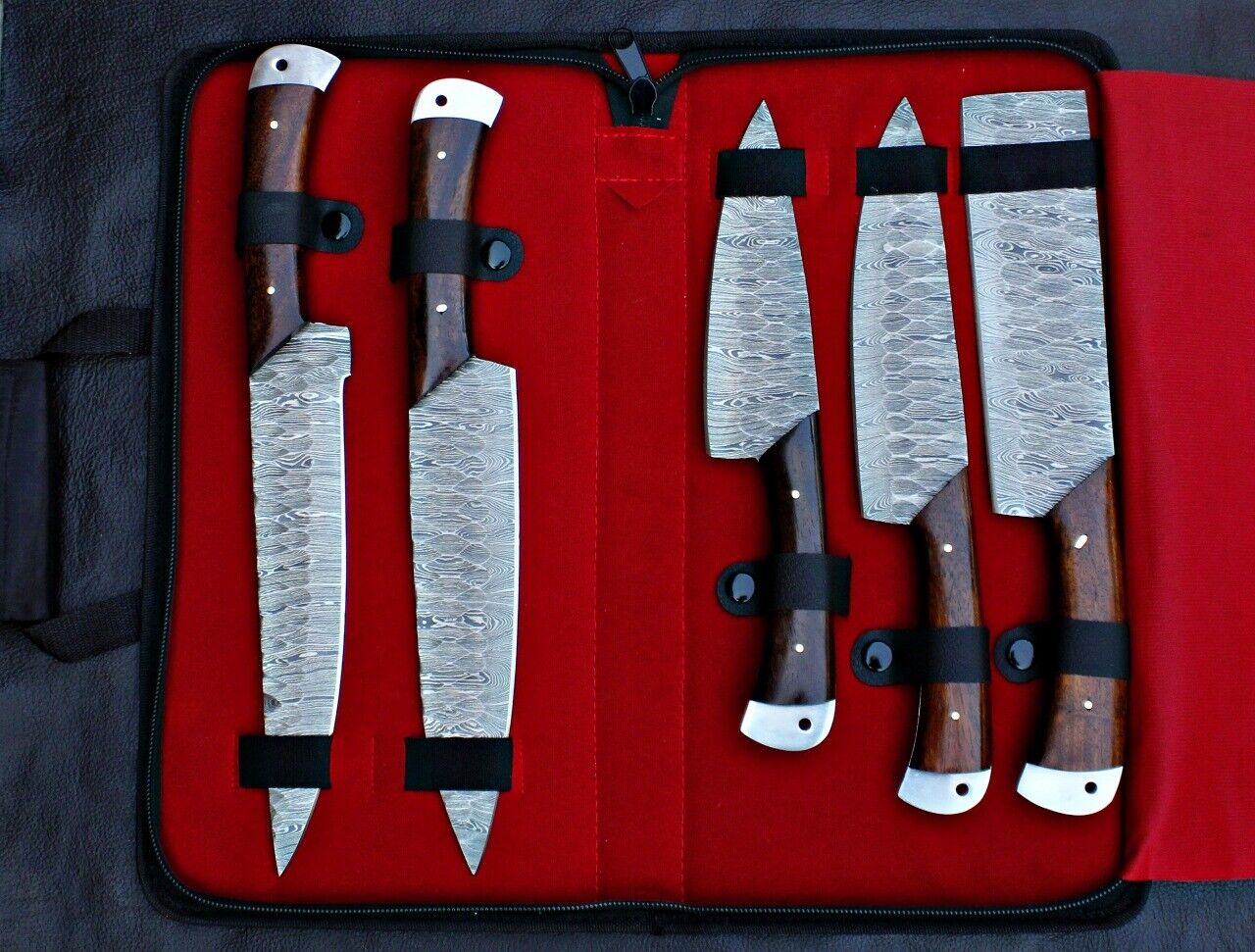5 Pcs Custom Handmade Damascus Blade Kitchen/ Chef Knives Set | SW-510 |