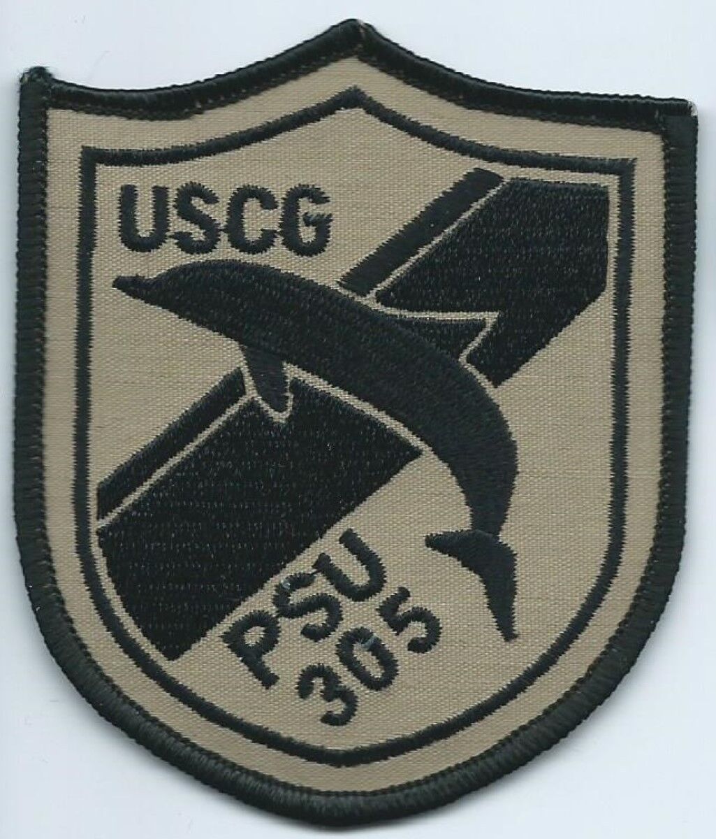 USCG United States Coast Guard PSU 305 Dolphin patch 3-1/2 X 3 black/beige #1021