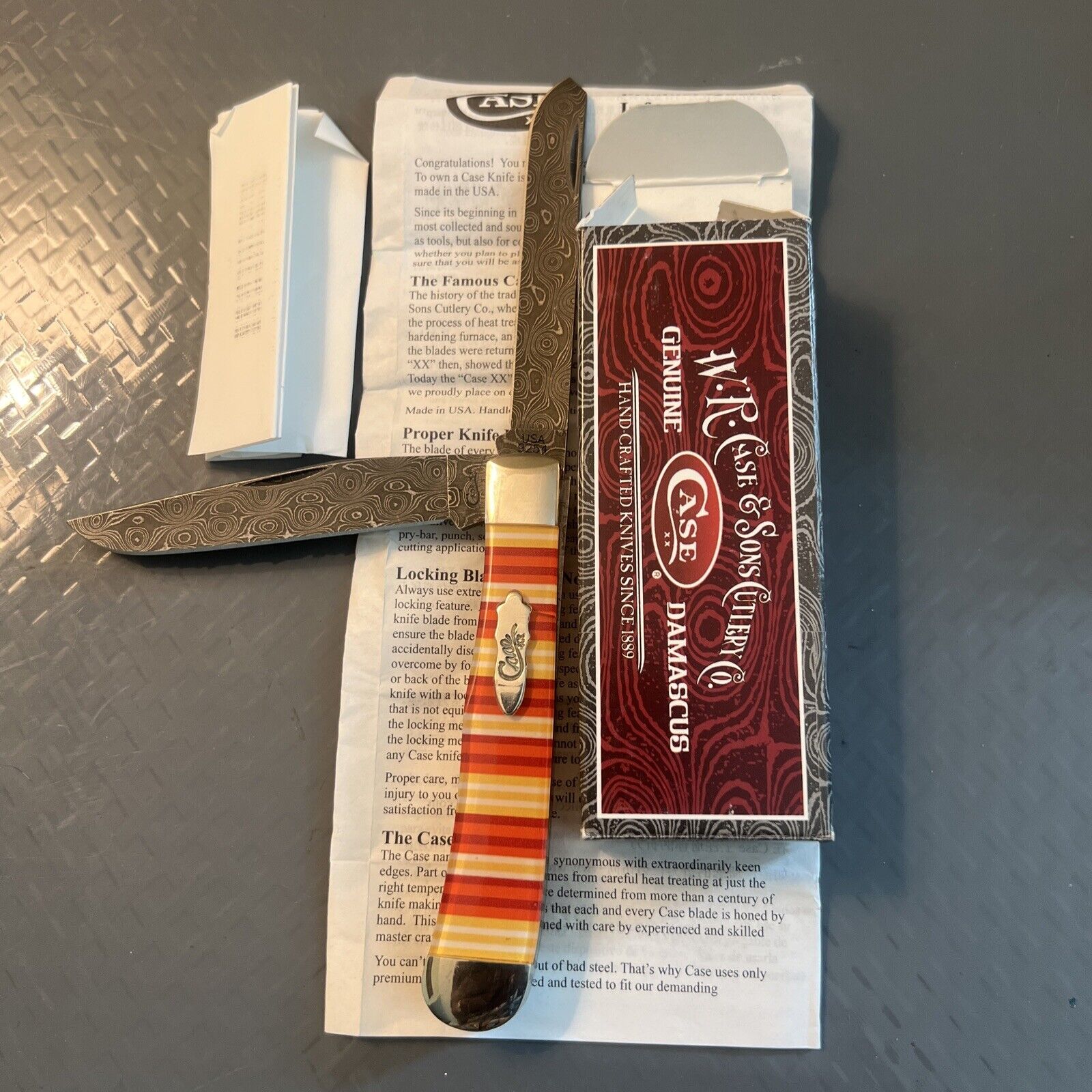 Case xx 9254D/CY Raindrop Limited Series Damascus Pocket Knife NIB.