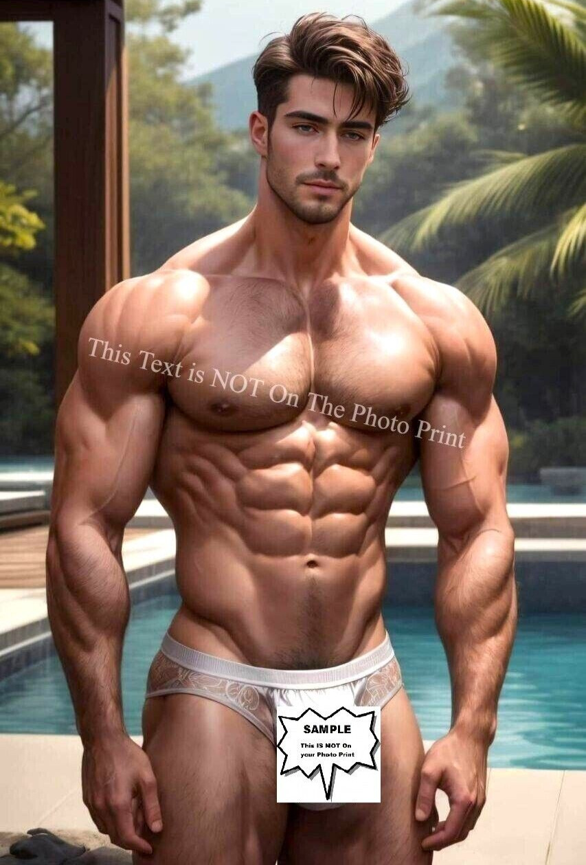 Muscular Gay Male Naked Model Beefcake Hunk Cute Jock Butt Hot HD 5X7 Photo M300
