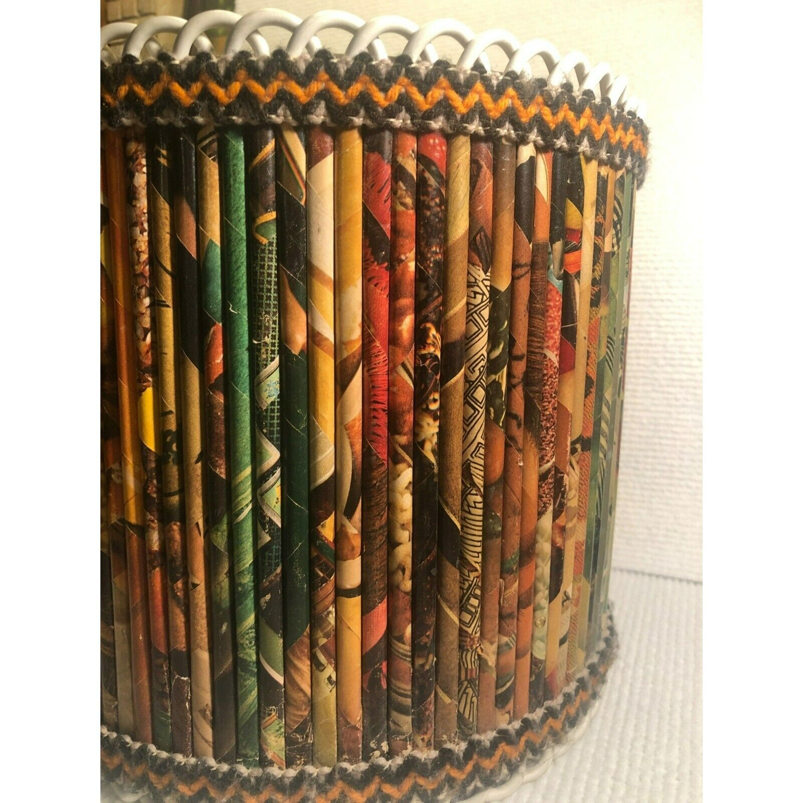 Vintage 1960's Rolled Paper Art Basket, Waste Basket, Handcrafted, Recycle, MCM