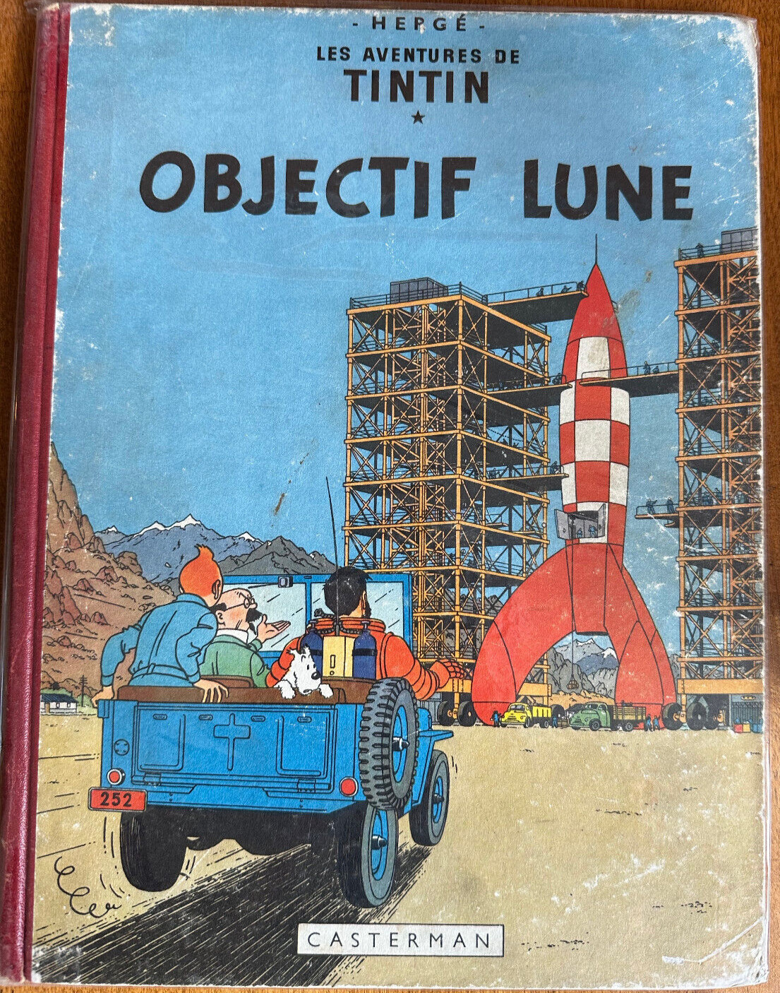 Tintin Hergé Objectif Lune 1st French EO 1953 Casterman Dos B-8 ABE