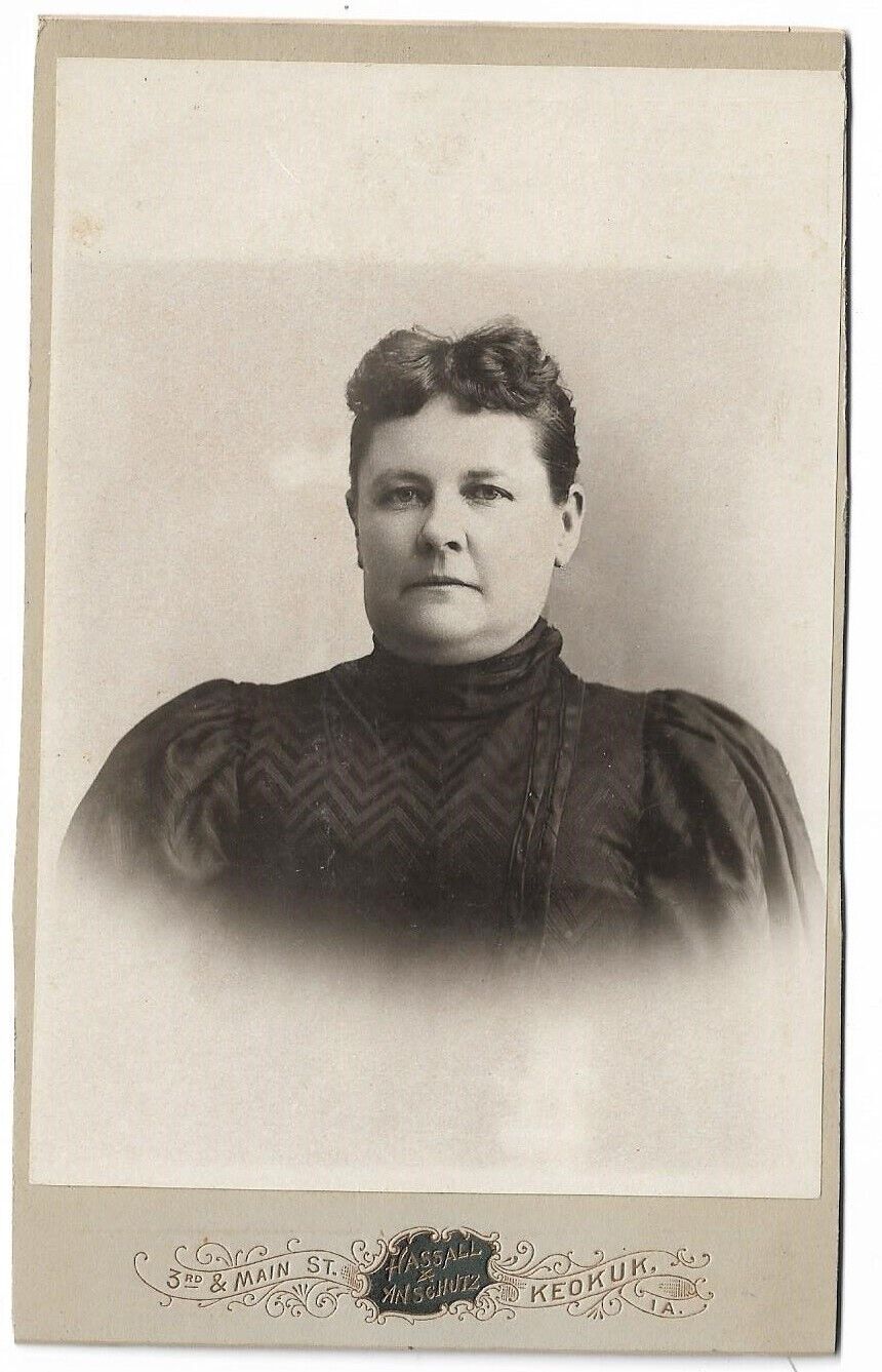 Cabinet Card Young Older Obese Woman Bust View Hassall & Anschutz -Keokuk IA