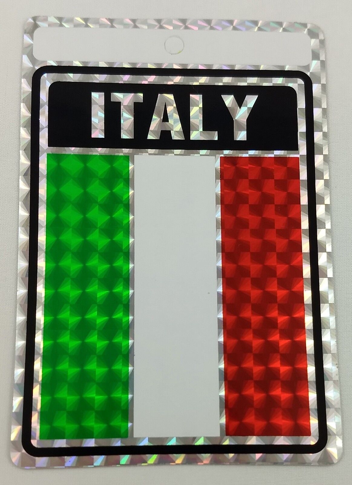 Italy Flag Metallic Bumper Sticker Decal Prismic 4 x 3 Inches