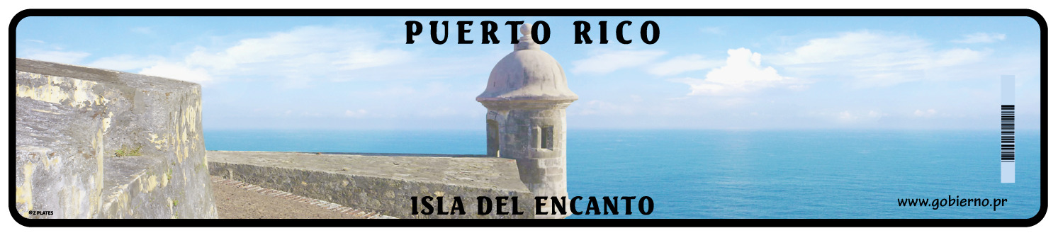 Puerto Rico Premium Euro Style Custom License Plate with Barcode