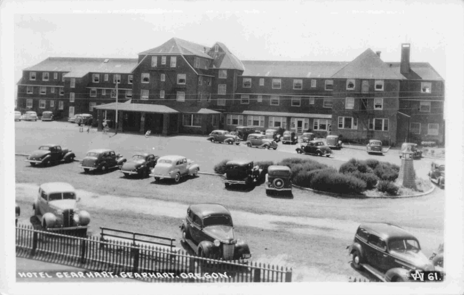 RPPC Hotel Gearhart Clatsop County Oregon Vintage Cars Real Photo 1940s Postcard