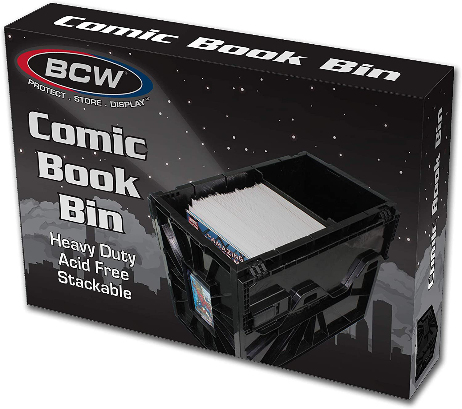Storage for 150 Comic Book Short Bin BCW Black Plastic Box w One Partition NEW