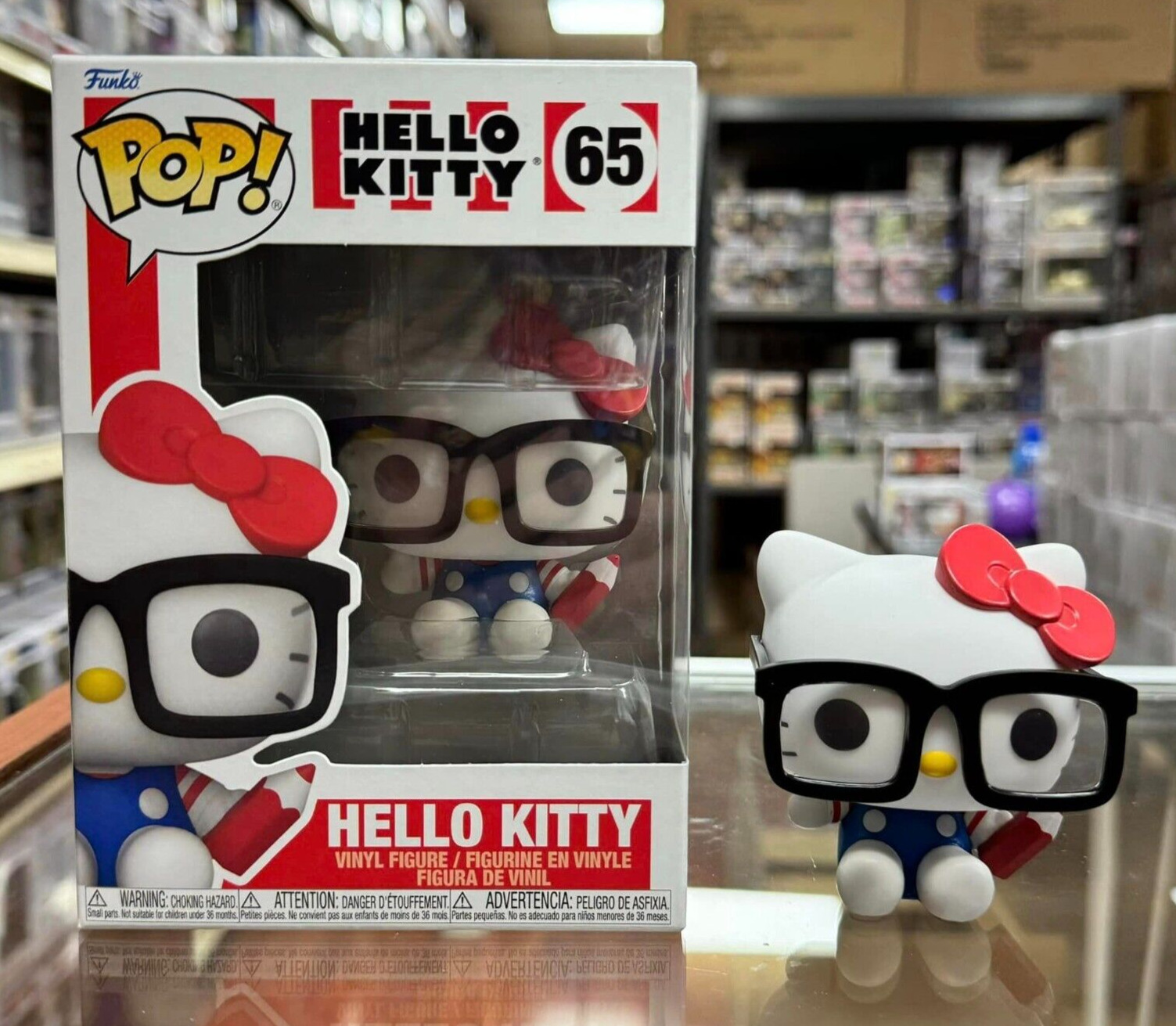 Funko Pop Sanrio: Hello Kitty - Hello Kitty Nerd Vinyl Figure with protector