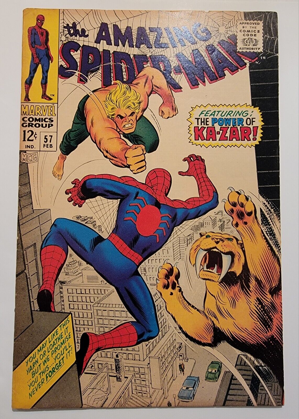 Amazing Spider-Man #57 VF- John Romita Sr. 1968 KAZAR App. High Grade Silver Age