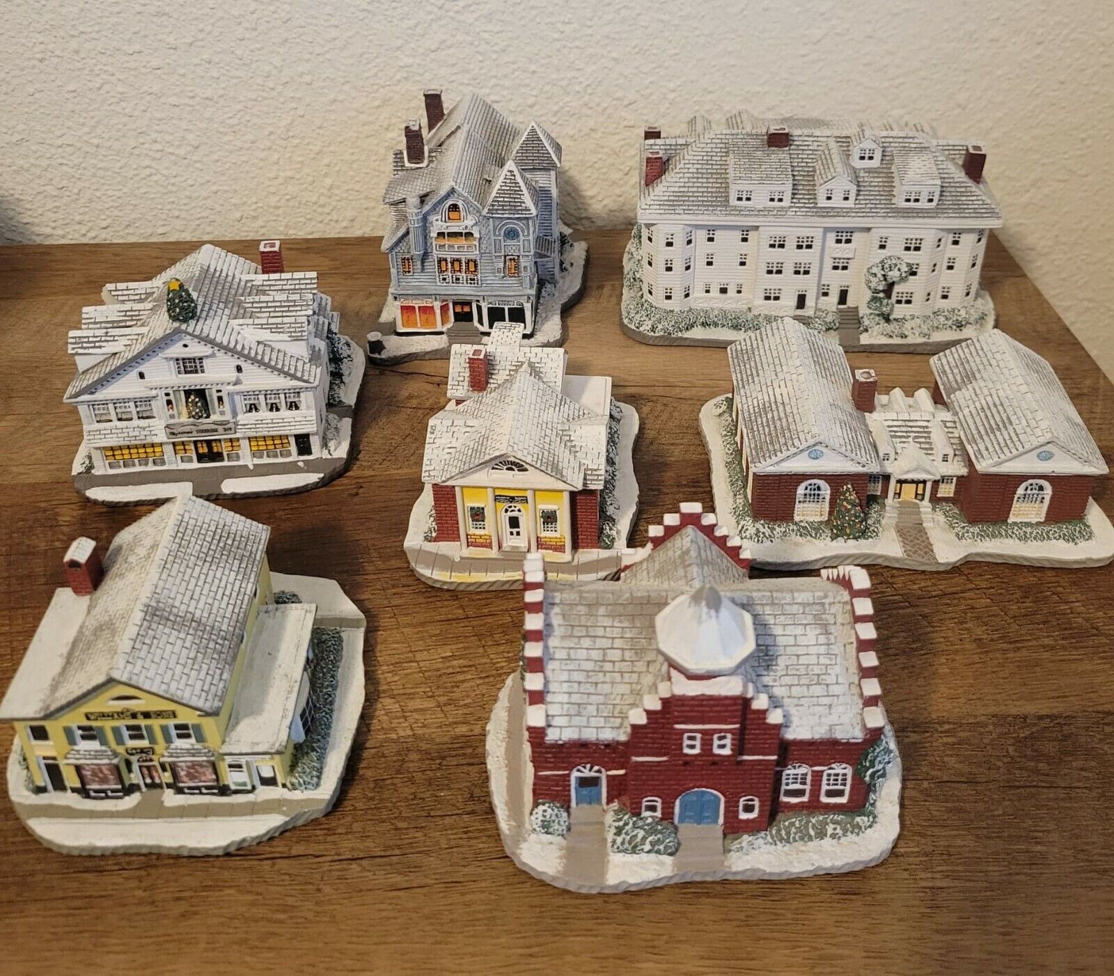 COMPLETE VINTAGE LOT OF 7 NORMAN ROCKWELL'S MAIN STREET BUILDINGS MIB