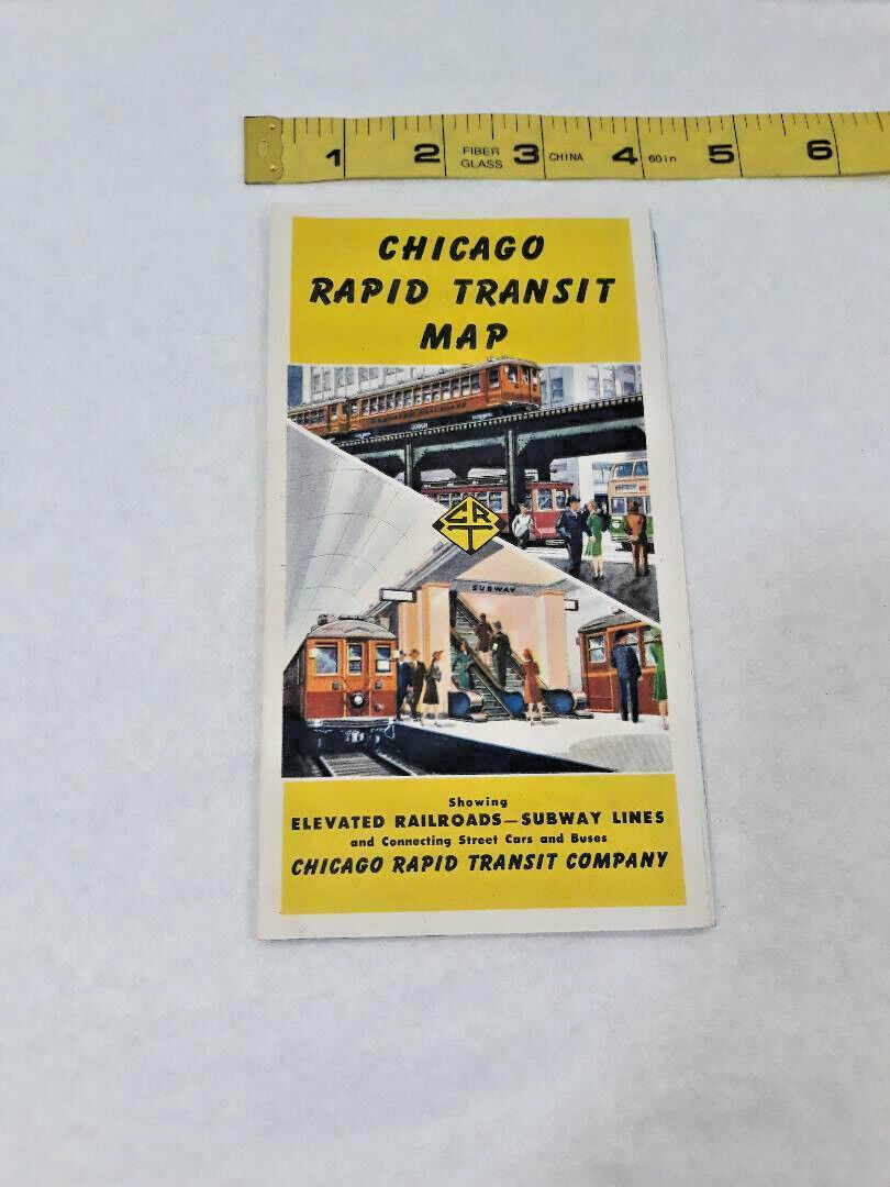 Vintage 1946 Chicago Rapid Transit Map ~ Ships Free