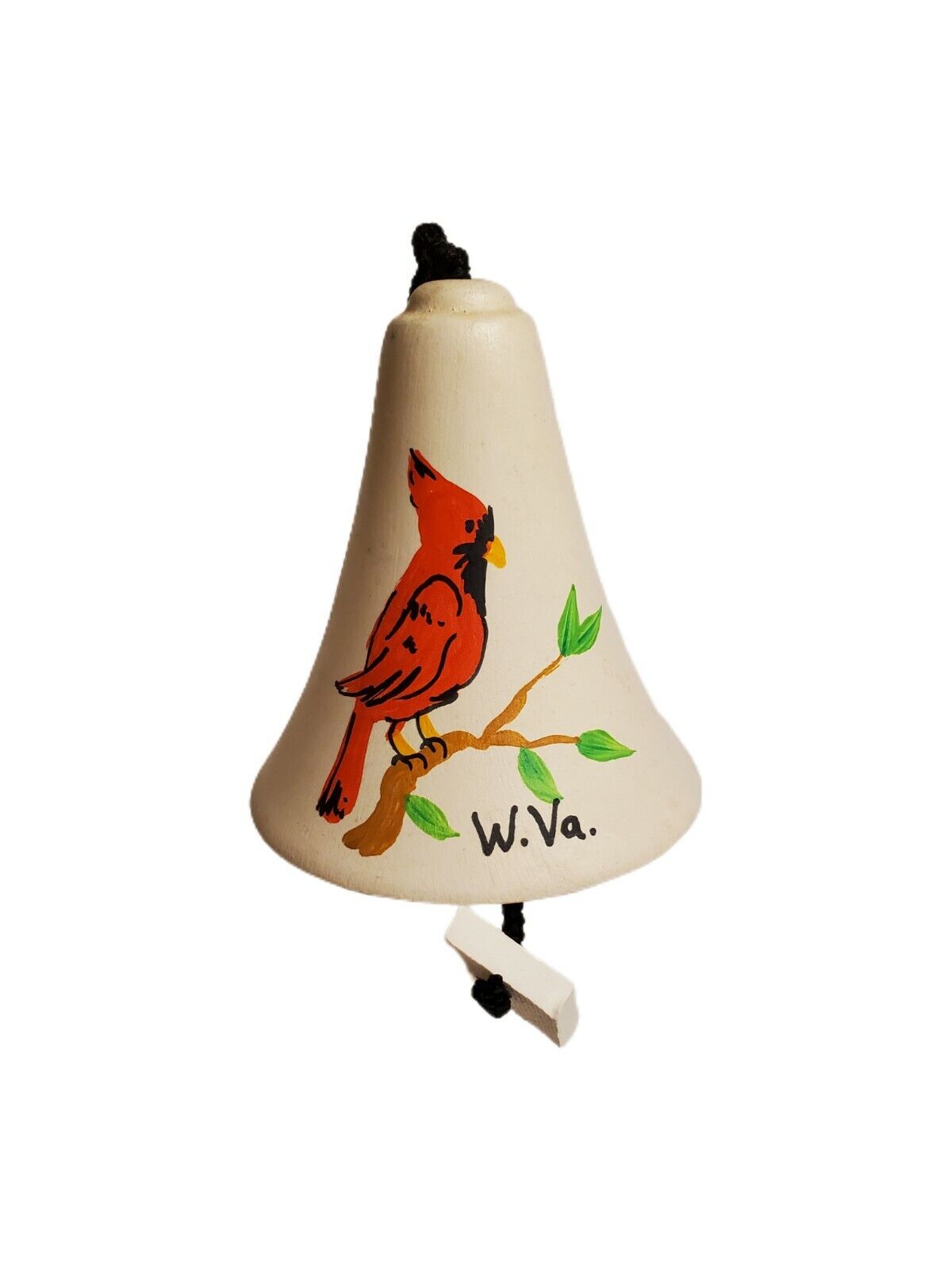Vintage West Virginia Ceramic Souvenir Miniature Bell Cardinal Bird