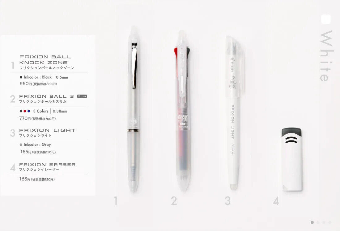 PILOT FRIXION KNOCK ZONE 0.5 erasable gel pen gray scale japan limited black