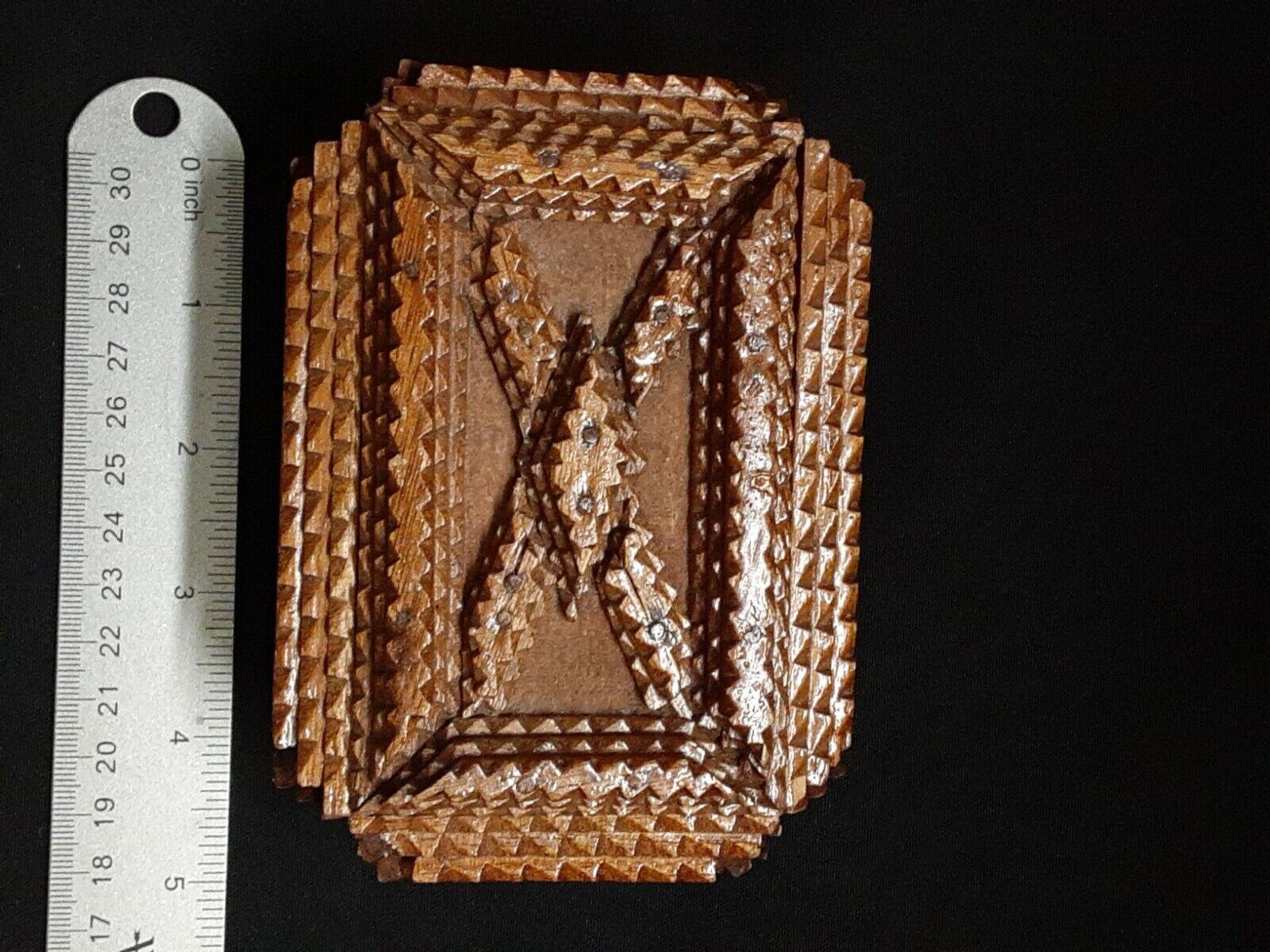 Antiques Tramp Trench Art  From Cigar Boxes Miniature 5in ×2.5×3.5 Excellent...