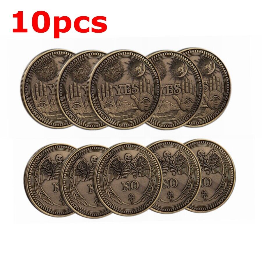 10pcs Yes/No Ouija Gothic Prediction Decision Coin All Seeing Eye or Death Angel