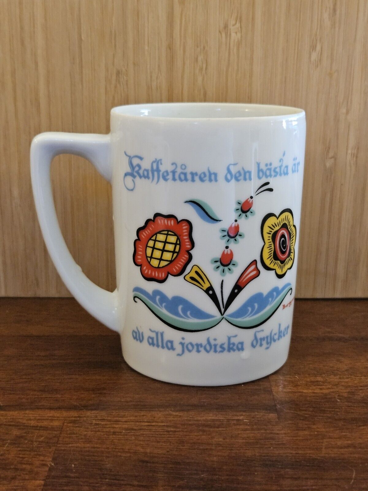 Swedish Berggren Porcelain Mug Kaffetaren Vintage Sweden Coffee Cup