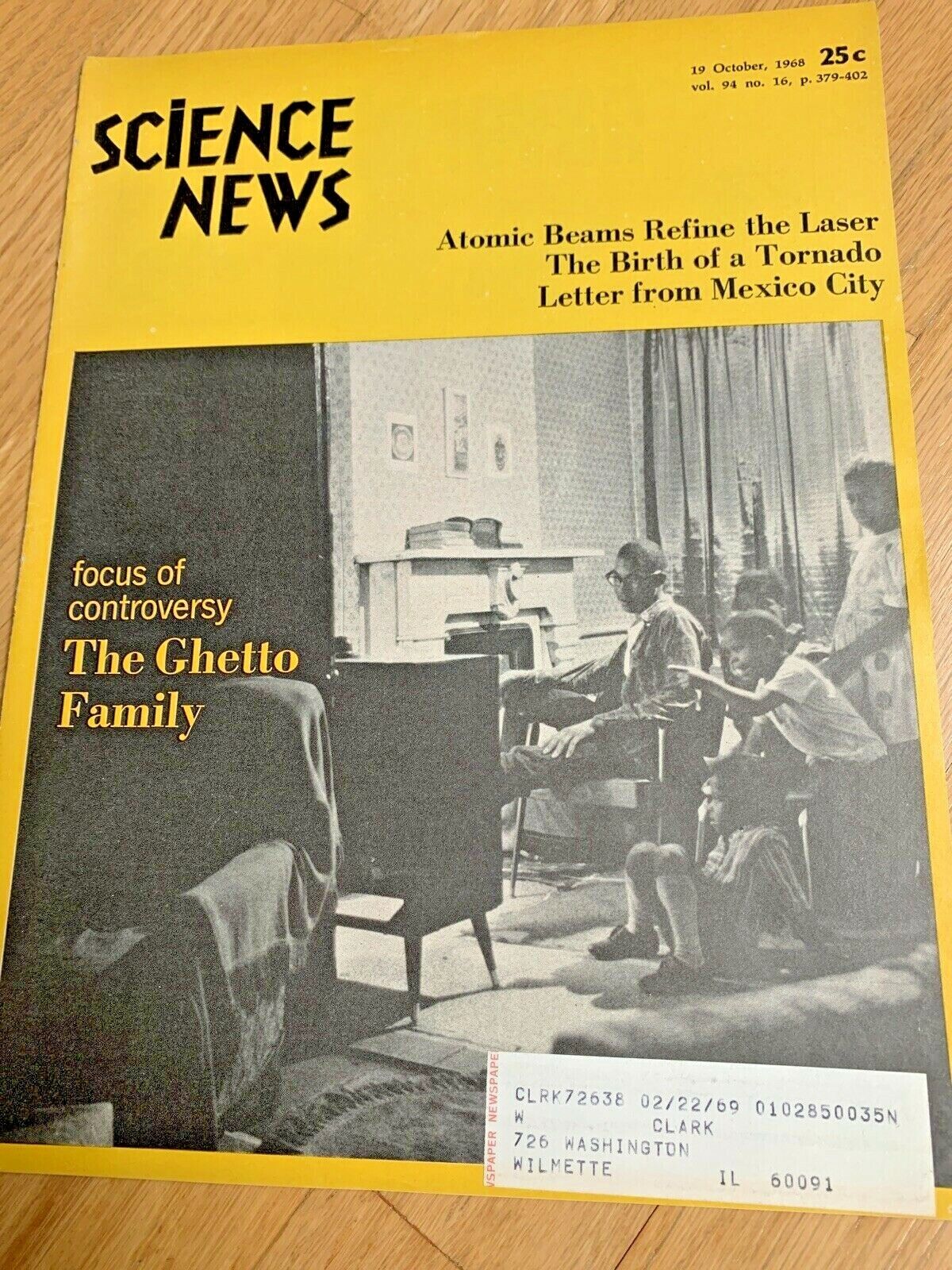 October 1968 SCIENCE NEWS Magazine THE GHETTO FAMILY