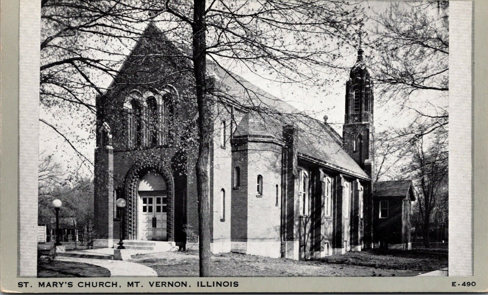 Vintage 1930\'s St Mary\'s Church Mount Vernon Illinois IL Antique Postcard