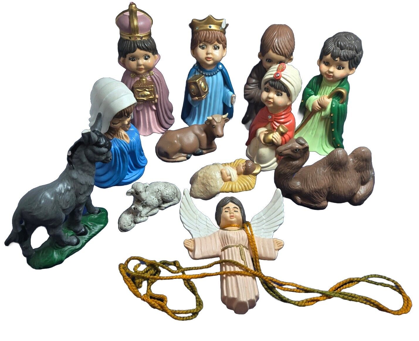 Vtg Arnel’s 1975/76 Ceramic Nativity 12 Piece Hand Painted Christmas Christ Set