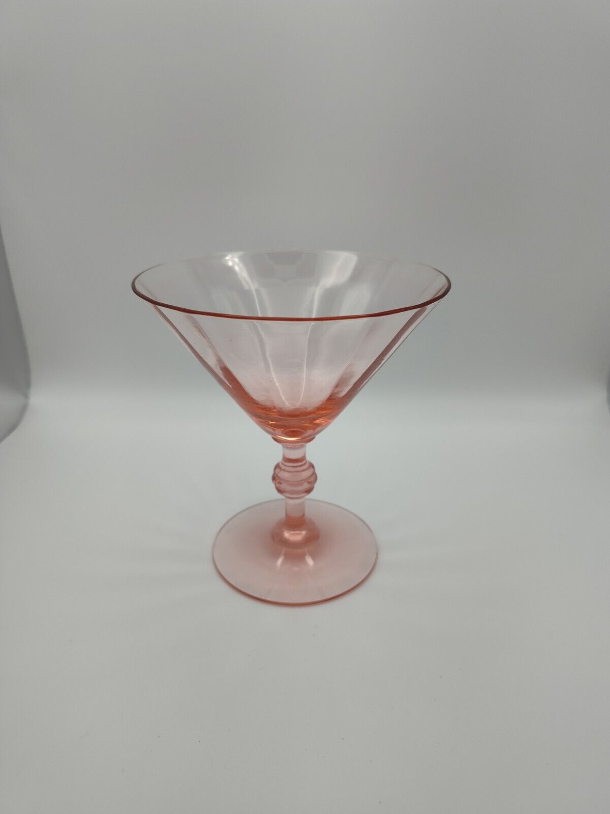 Pink Depression Glass Knob Stem Martini Glass