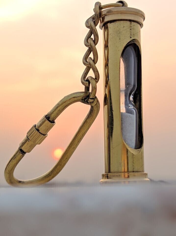 Lot of 100 Brass Sand Timer Keychain Nautical Pendant Hourglass Keyrings