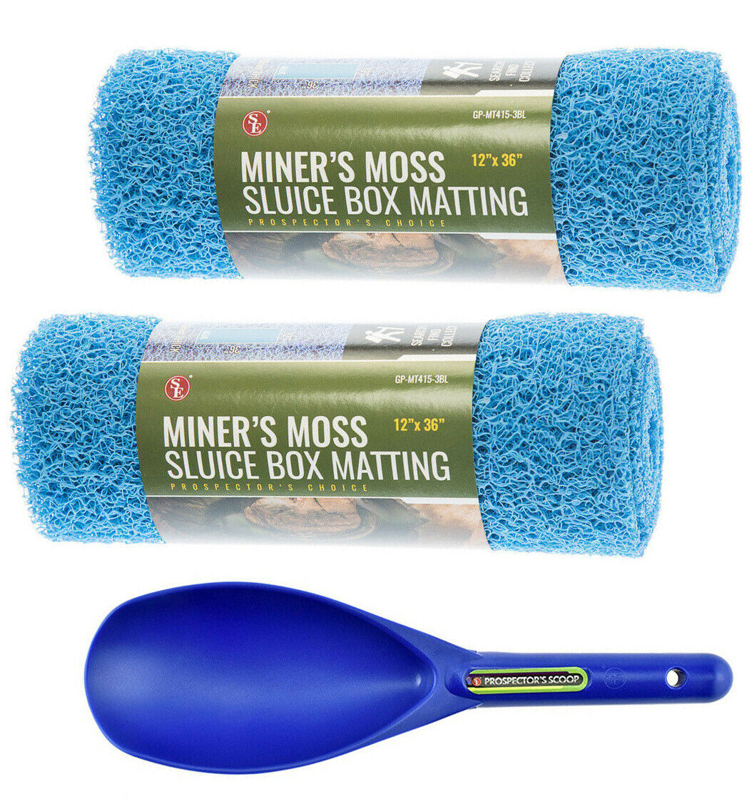 3PC Miner’s Moss 12” x 36” Sluice Box Matting Prospector Sand Scoop Blue