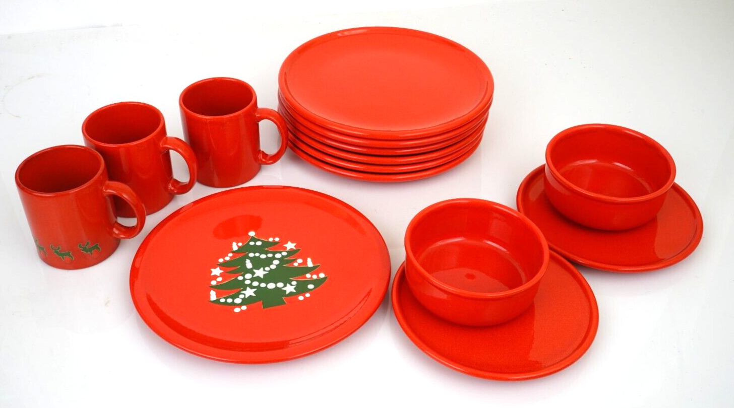 Large Assortment Waechtersbach Christmas Theme Dinnerware Plates, Bowls, Mugs
